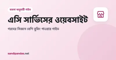 এসি সার্ভিসের ওয়েবসাইট — মোবাইলে এসি রিপেয়ার বুকিংয়ের WhatsApp বাটন আর সার্ভিস এলাকার লিস্ট