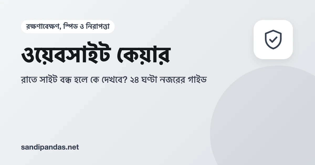 ওয়েবসাইট কেয়ার — রাতের বেলা মোবাইলে সাইট ডাউনের নোটিফিকেশন আর ল্যাপটপে ঠিক করার কাজ