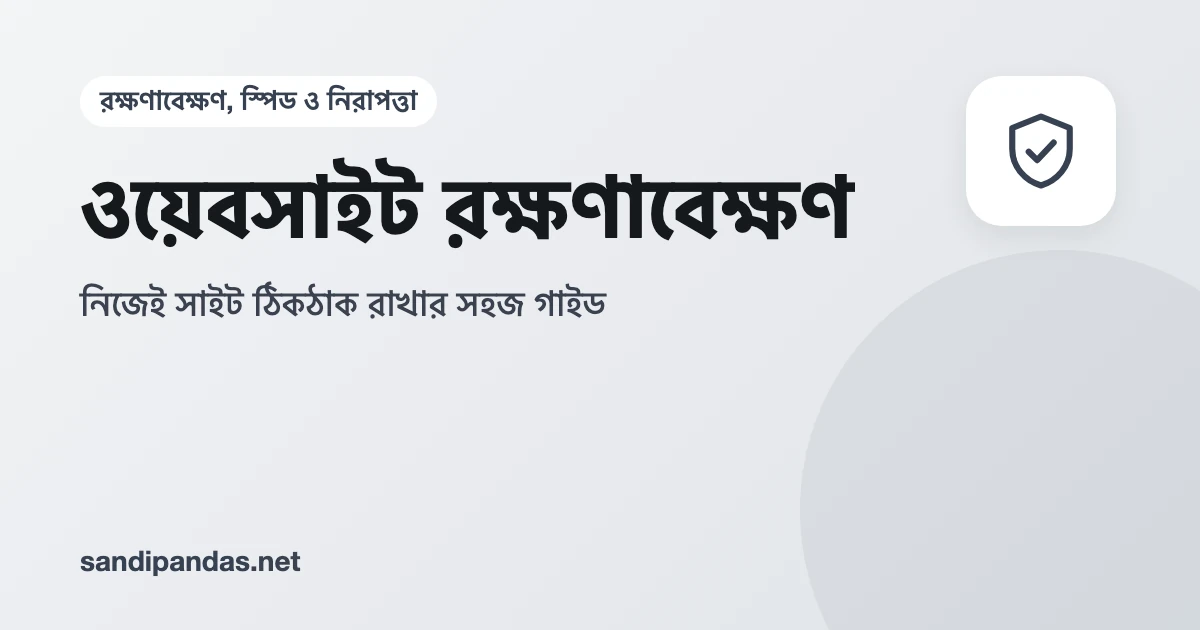 ওয়েবসাইট মেইনটেন্যান্স গাইড — ল্যাপটপে সাইটের আপডেট আর ব্যাকআপ চেক করার ছবি